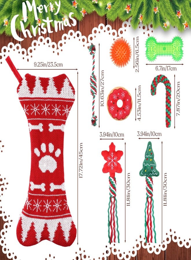 JellyArch 8 Pcs Christmas Dog Toys Gifts Christmas Stocking with Rope Knot Squeaky Plush Chew Toys for Xmas Gifts for Teething Puppy Small Medium Dog - Image 2